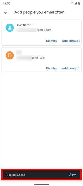 Se agrega el contacto