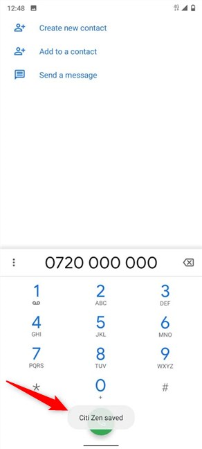 El nuevo contacto se agrega a su teléfono inteligente Android