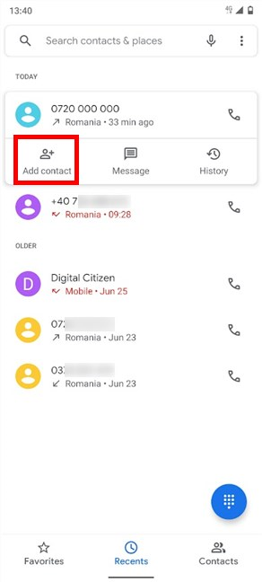 Empezar a añadir un contacto
