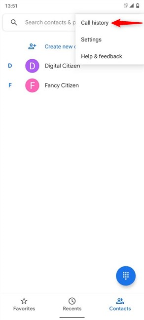 Acceder al historial de llamadas