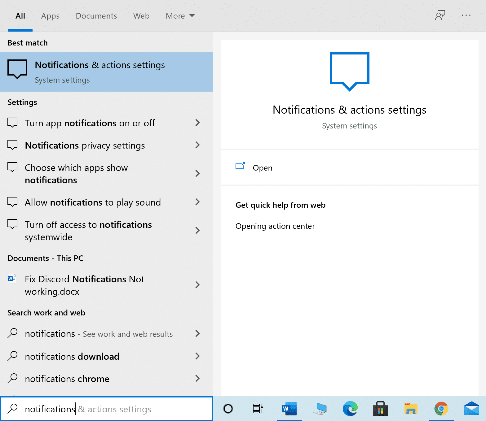 Configuración de acciones y notificaciones de ventanas abiertas |  ¿Cómo solucionar el uso elevado de la CPU en Windows 10?