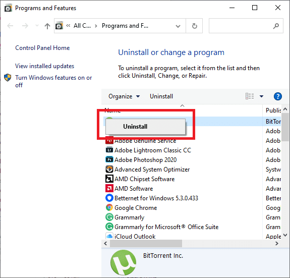 Haga clic derecho en la carpeta avast y seleccione Desinstalar.  ¿Cómo solucionar el uso elevado de la CPU en Windows 10?