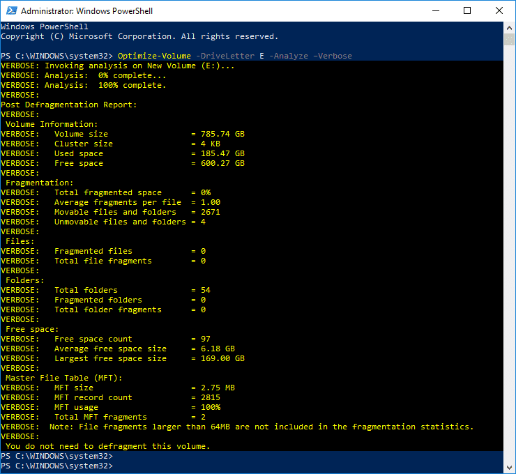 Optimice y desfragmente unidades con PowerShell |  Cómo optimizar y desfragmentar unidades en Windows 10