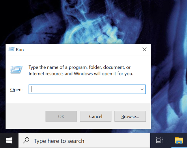 La ventana Ejecutar se muestra en la esquina inferior izquierda de forma predeterminada