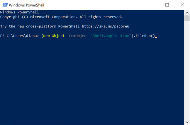 Ingrese el comando en PowerShell