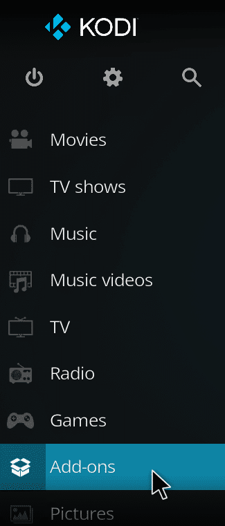 Ahora, haga clic en Complementos.  Los 7 mejores complementos deportivos de Kodi