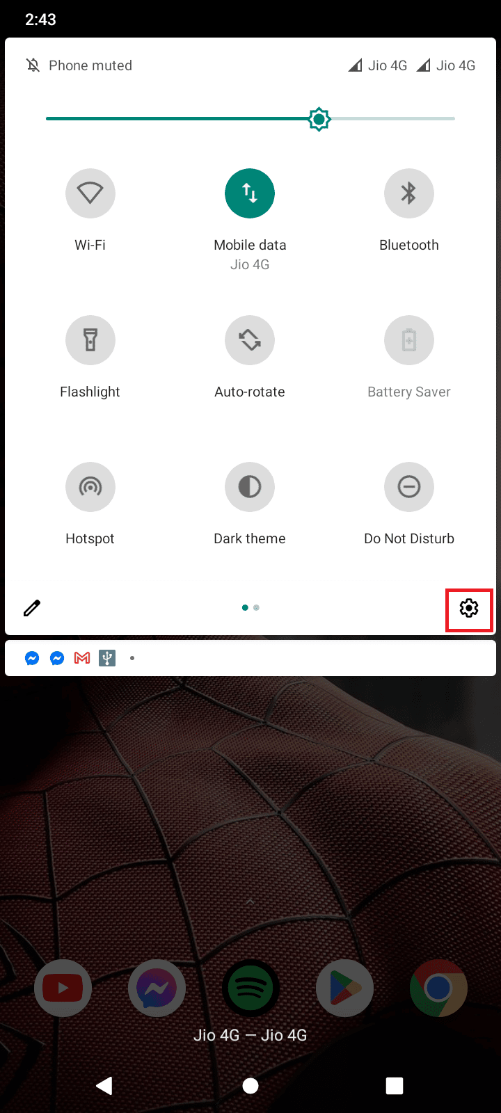 toque el icono del engranaje