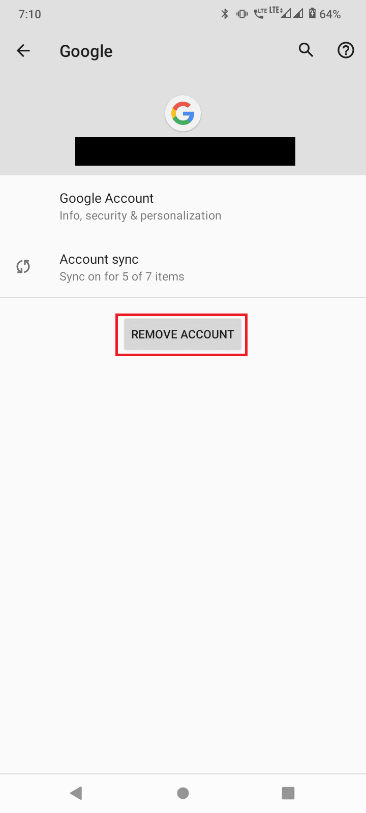 toque eliminar cuenta