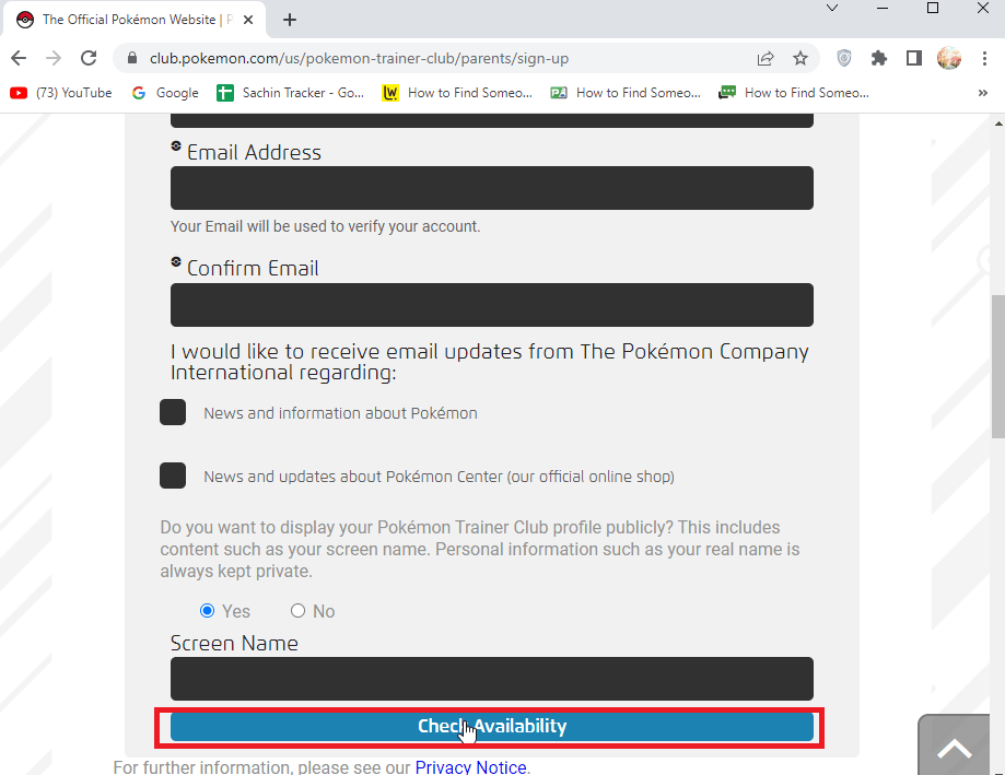Haga clic en Comprobar disponibilidad 