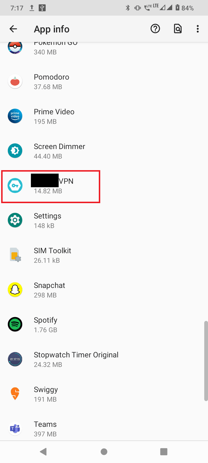 toca la aplicación VPN.  Arreglar Pokemon GO no pudo iniciar sesión Problema