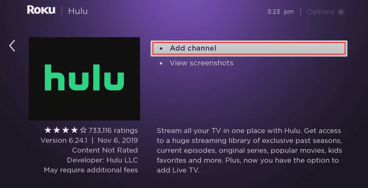 Elija la opción Agregar canal para descargar el canal en su Roku TV