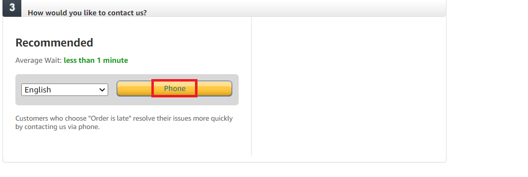 haga clic en Teléfono.  Qué hacer cuando Amazon dice que el pedido aún no se ha enviado