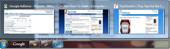 Vista previa de la barra de tareas de Windows 7