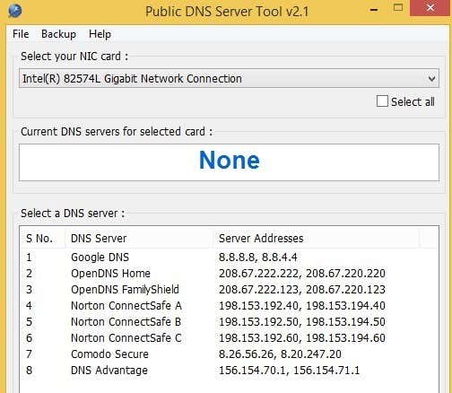 herramienta de servidor dns público
