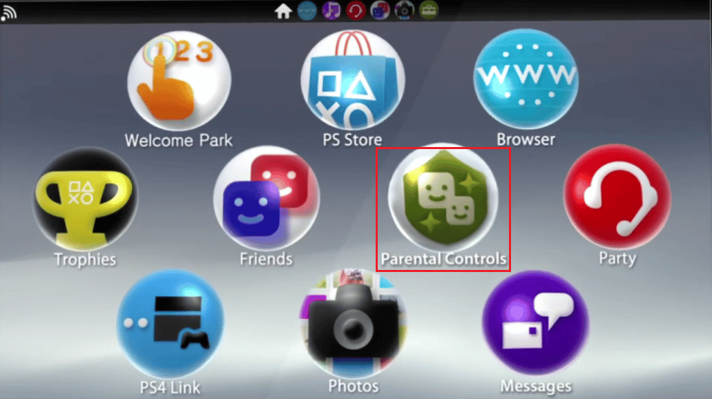 Inicie la aplicación Parental Controls desde la pantalla de inicio de su PS Vita |  Cómo cambiar el administrador familiar en PS4