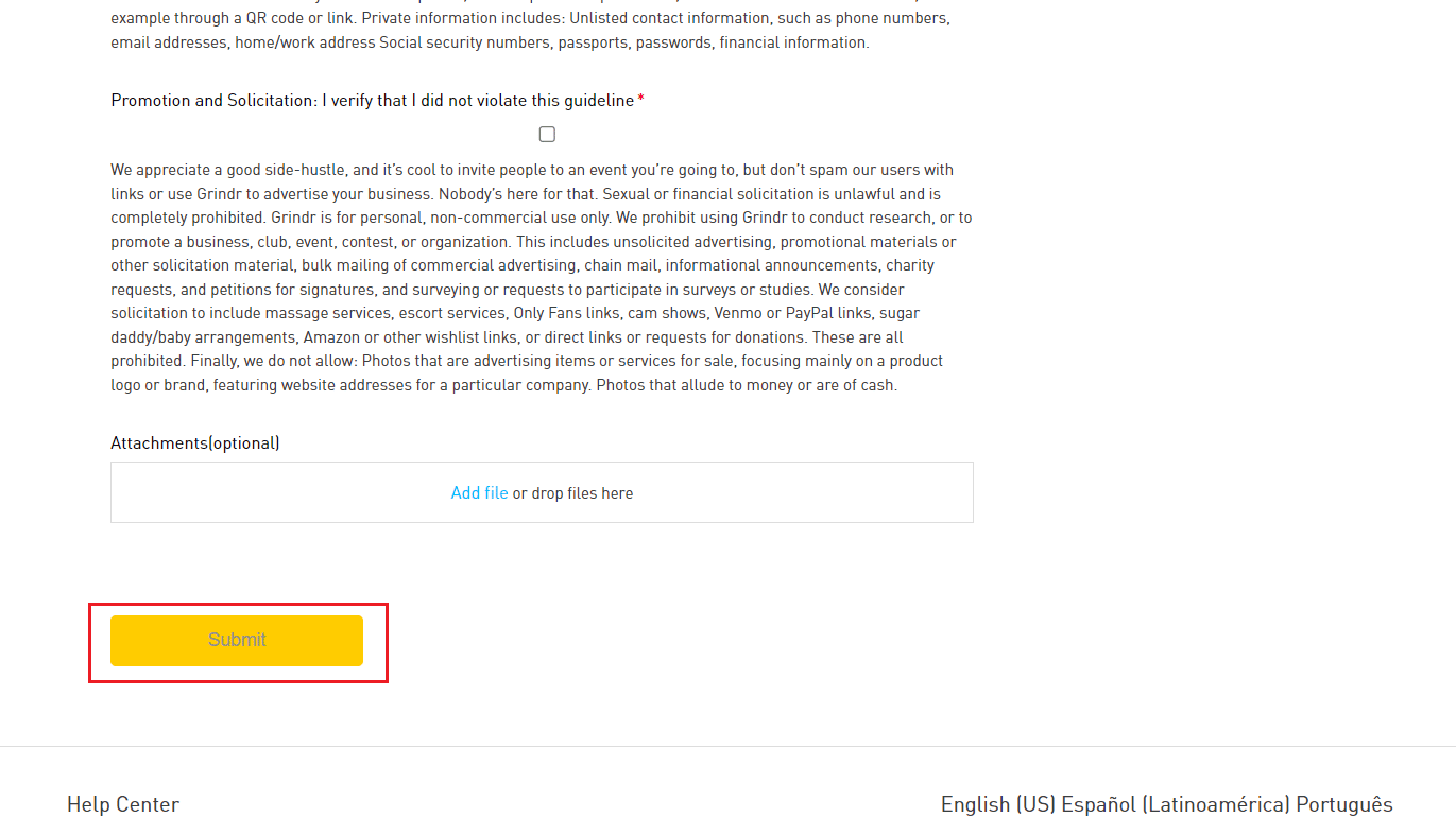complete todo el formulario y proporcione los detalles solicitados - haga clic en Enviar
