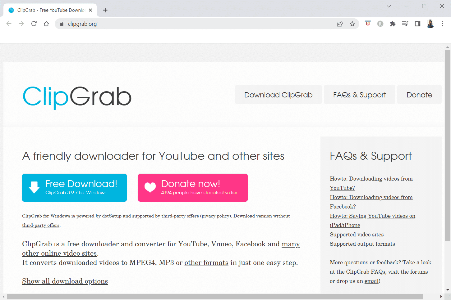 ClipGrab.  Las 30 mejores herramientas de captura de video