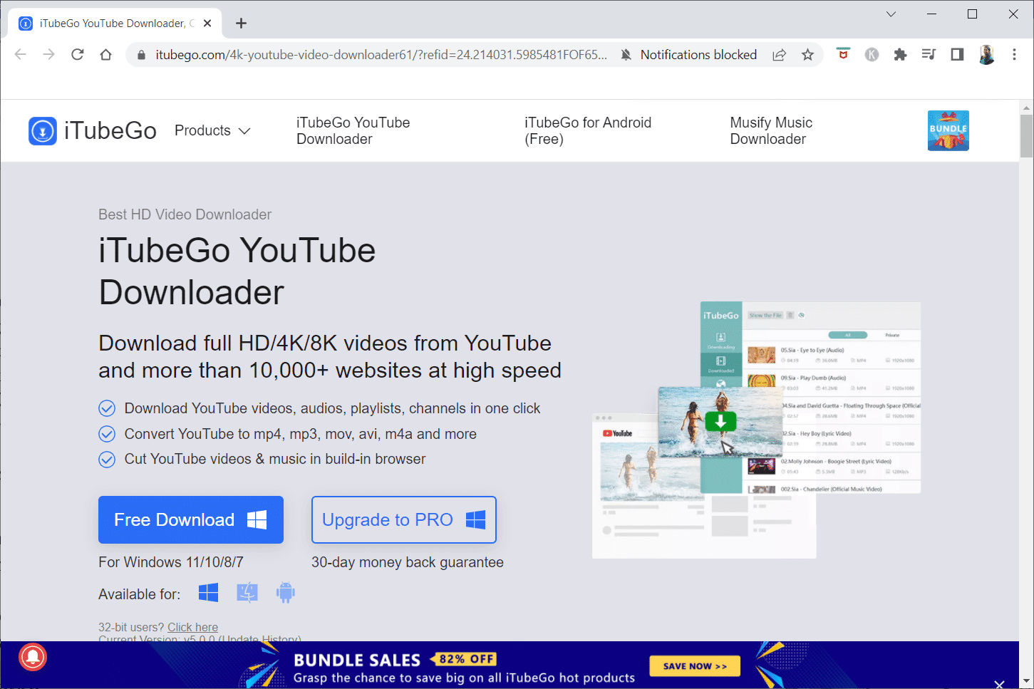 iTubeGo.  descargadores de videos en línea gratis