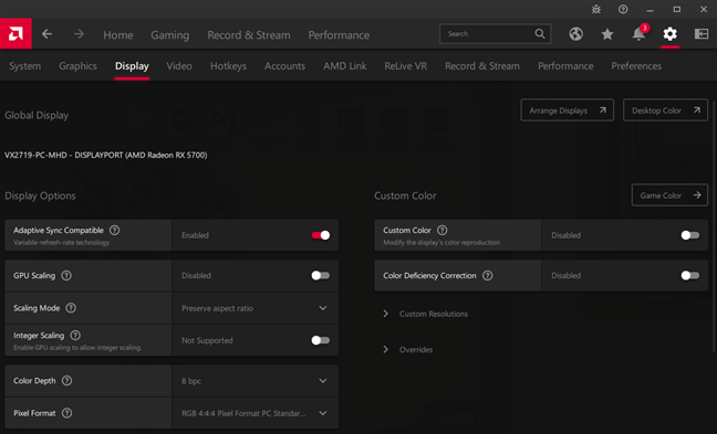 El monitor de juegos ViewSonic VX2719-PC-MHD es compatible con Adaptive Sync