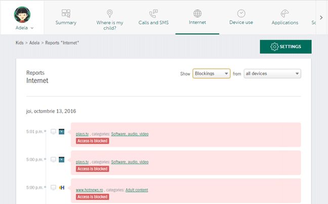 Kaspersky Safe Kids, Windows, control parental