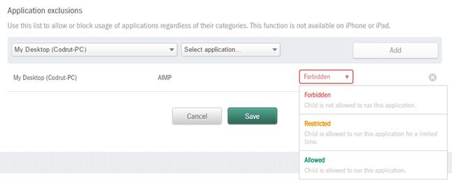 Kaspersky Safe Kids, Windows, control parental