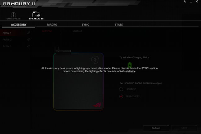 AURA Sync no te permite personalizar los efectos de iluminación