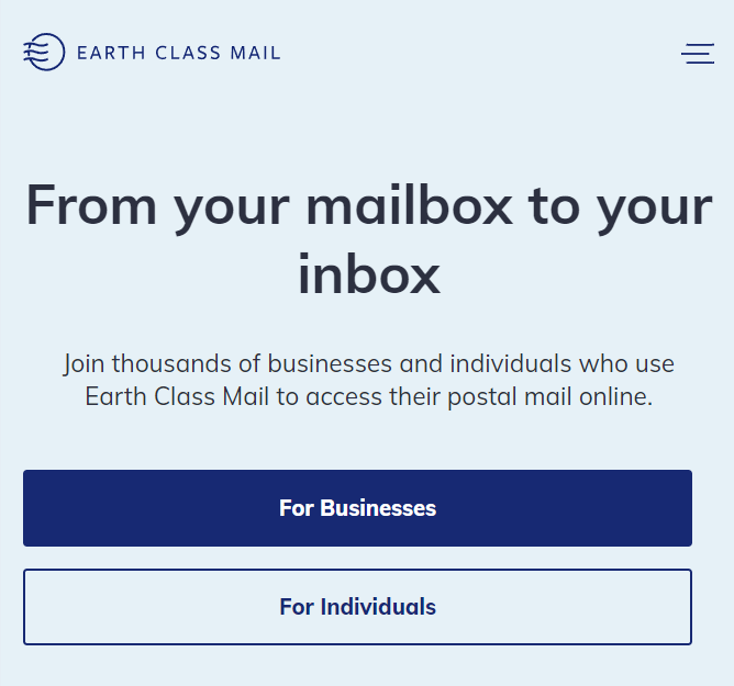 Sitio web oficial de Earth Class Mail.  El mejor servicio gratuito de buzón virtual