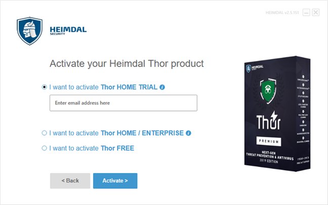 El paso de activación para Heimdal Thor Premium Home