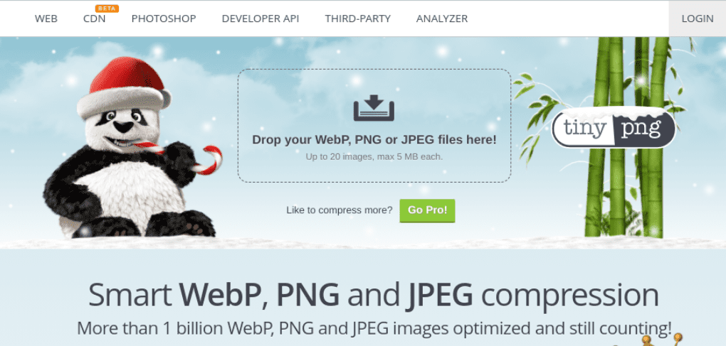Sitio web TinyPNG.