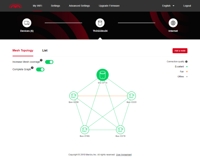 La interfaz de usuario para administrar Mercku M2 Hive