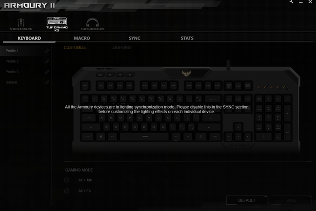 Un error causado por AURA Sync en Armory II