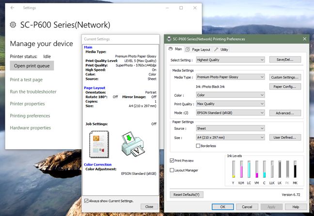 Epson SureColor P600, ancho, formato, foto, inyección de tinta, impresora