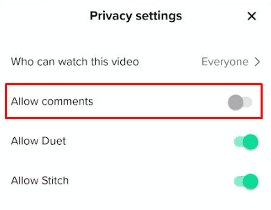 Active la opción Permitir comentarios | Cómo responder a un comentario en TikTok