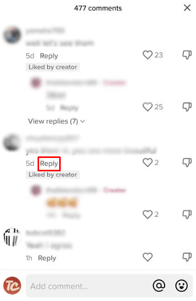 Toca Responder | activar los comentarios en TikTok después de publicar