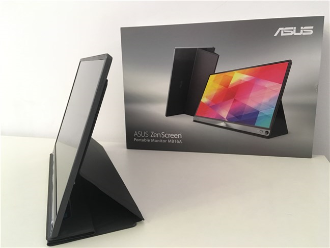 El ASUS ZenScreen MB16AC y su funda plegada a modo de soporte