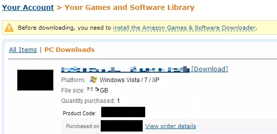 Amazon Tu página de biblioteca de juegos y software