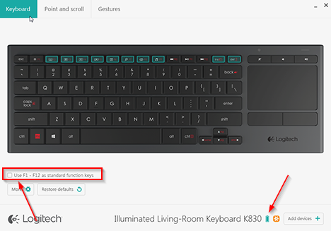 Logitech, K830, Iluminado, Salón, Teclado