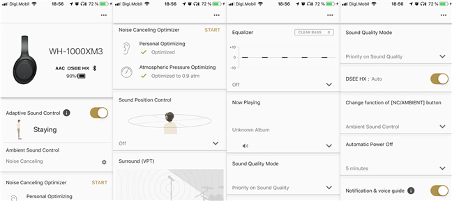 La aplicación Sony Headphones Connect para iOS