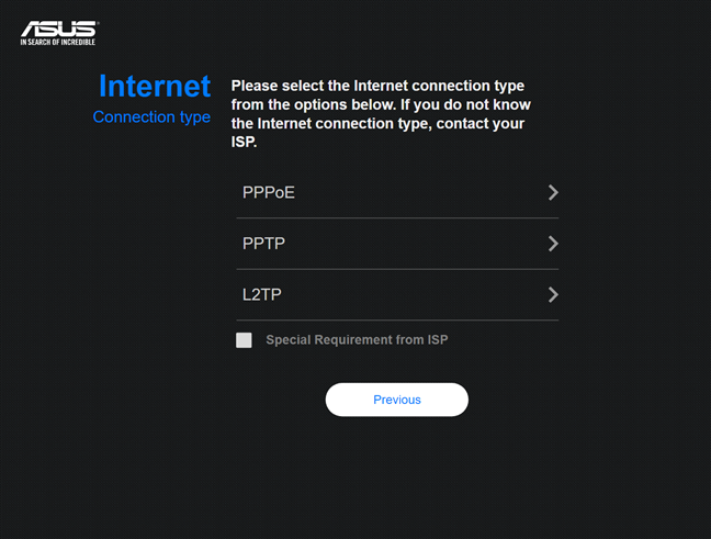 Configuración de la conexión a Internet en ASUS RT-AX68U