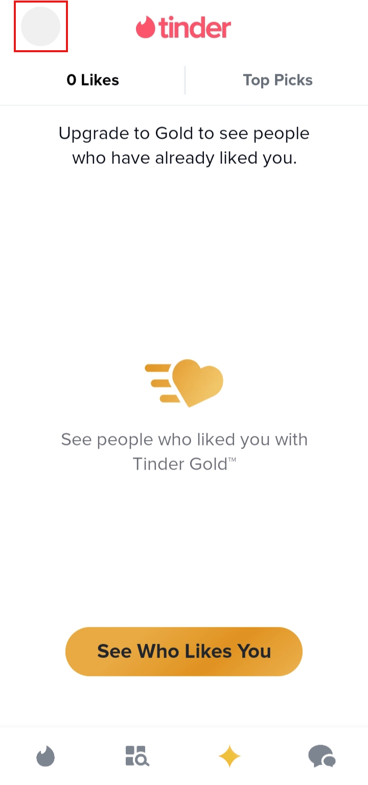 Toque el ícono de perfil en la esquina superior izquierda de la pantalla.  |  ¿Por qué Tinder te baneó sin razón?