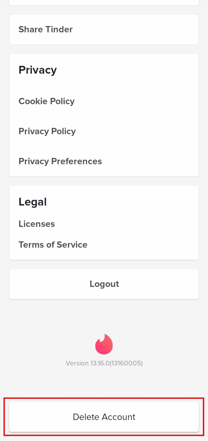 Desplácese hacia abajo hasta la parte inferior y toque Eliminar cuenta.