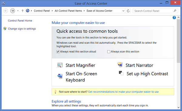 Teclado en pantalla de Windows 8