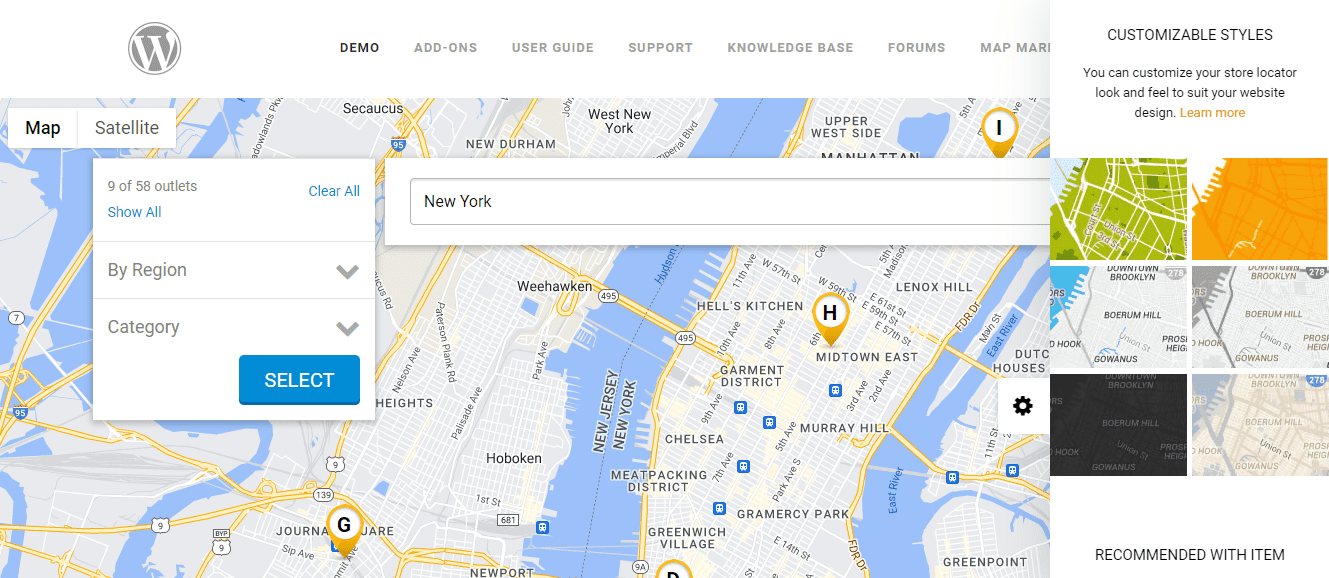 Super Localizador de tiendas mapa