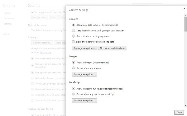 Deshabilitar imágenes en Chrome, Firefox, IE