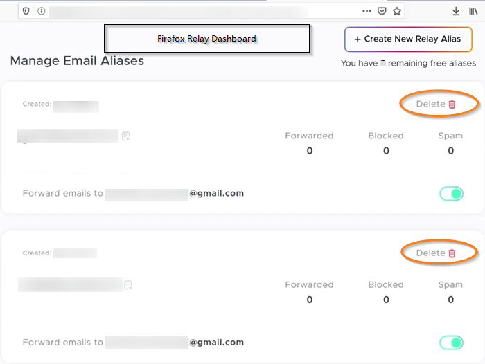Retransmisión privada de Firefox