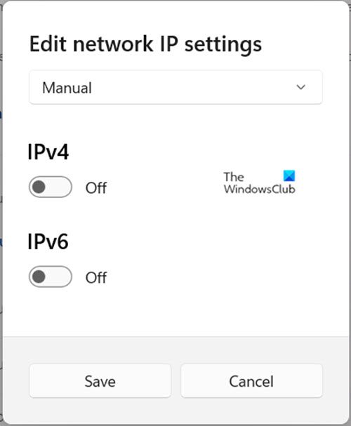 Configuración manual de IP