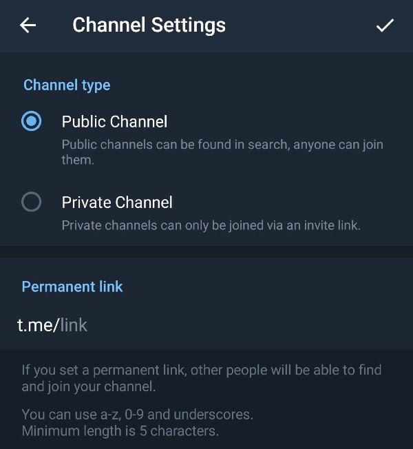 Configuración de canales de Telegram
