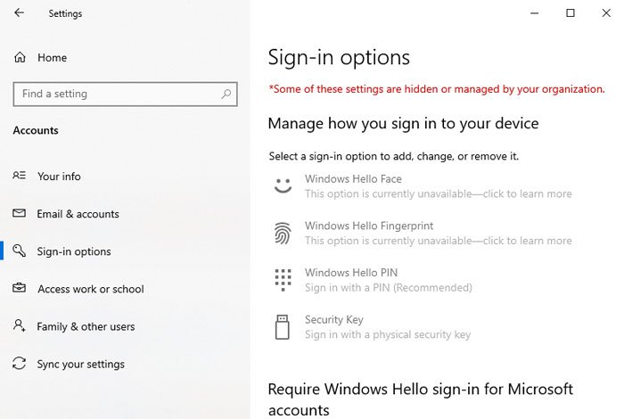 Cómo deshabilitar las opciones de inicio de sesión en la configuración de Windows