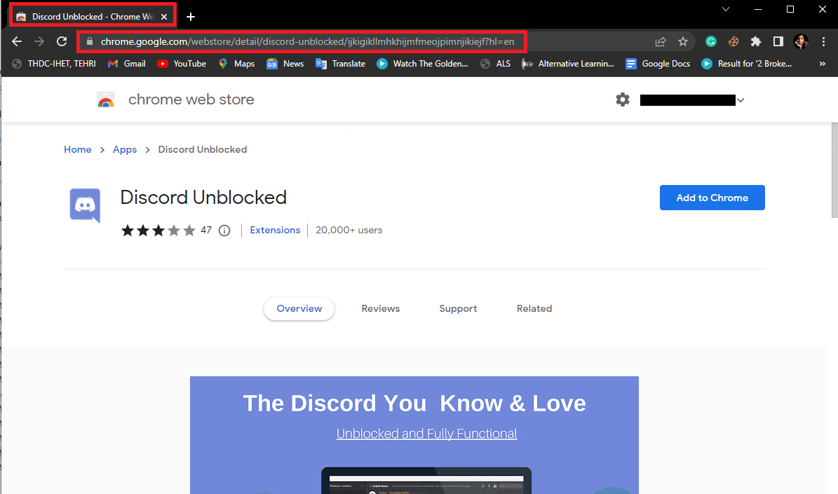 Visita la extensión desbloqueada de Discord. Cómo desbloquear Discord en la escuela
