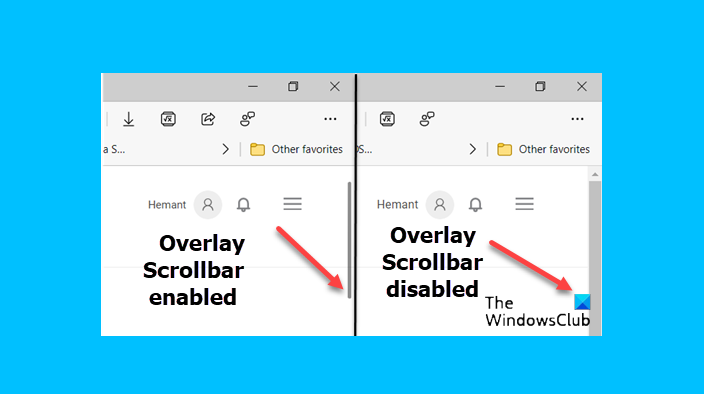 Habilitar o deshabilitar la superposición de la barra de desplazamiento en Microsoft Edge